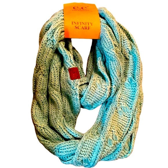 C.C. Infinity scarf mint green with metallic thread NWT - Picture 5 of 5